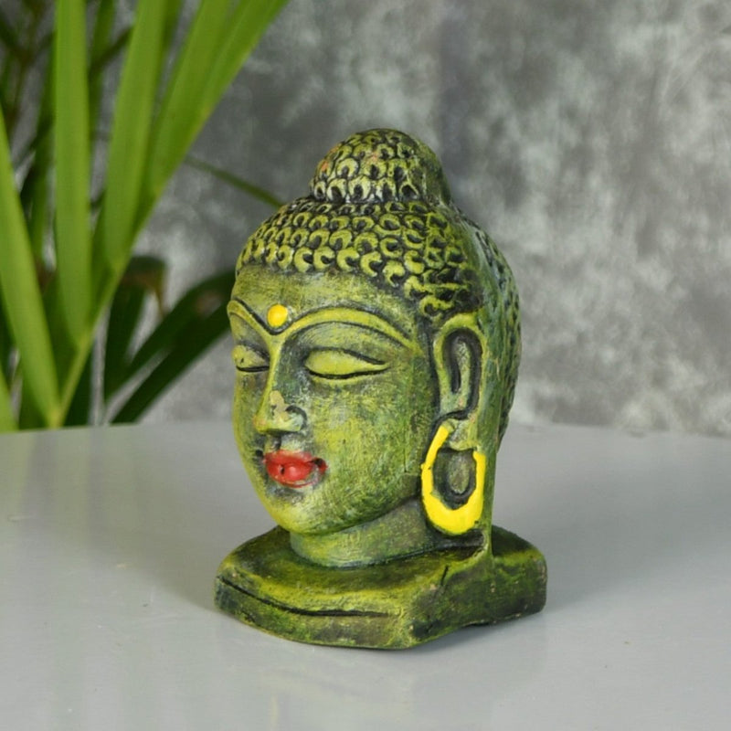 White Terracotta Buddha Head: Artisan Home Decor – view 2