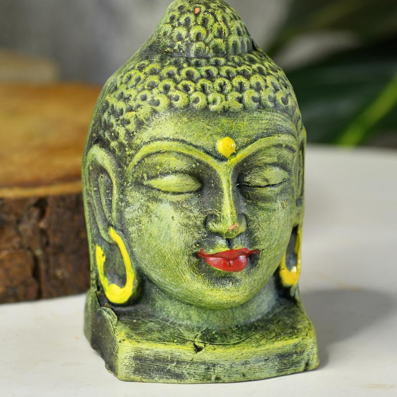 White Terracotta Buddha Head: Artisan Home Decor - terracotta tabletop - Sowpeace - Buddha - God Idols