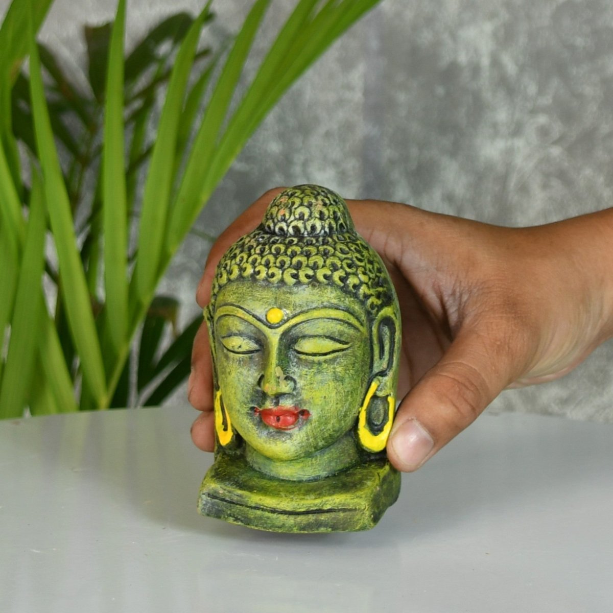 White Terracotta Buddha Head: Artisan Home Decor - terracotta tabletop - Sowpeace - Buddha - God Idols