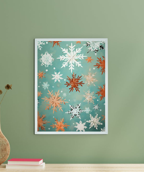Sowpeace's Silent Snowfall: Premium Abstract Wall Prints – Handcrafted Indian-Inspired Art for Peaceful and Elegant Winter Decor — main view