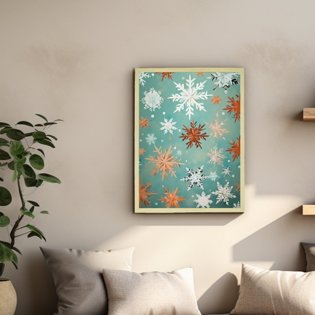 Sowpeace's Silent Snowfall: Premium Abstract Wall Prints – Handcrafted Indian-Inspired Art for Peaceful and Elegant Winter Decor