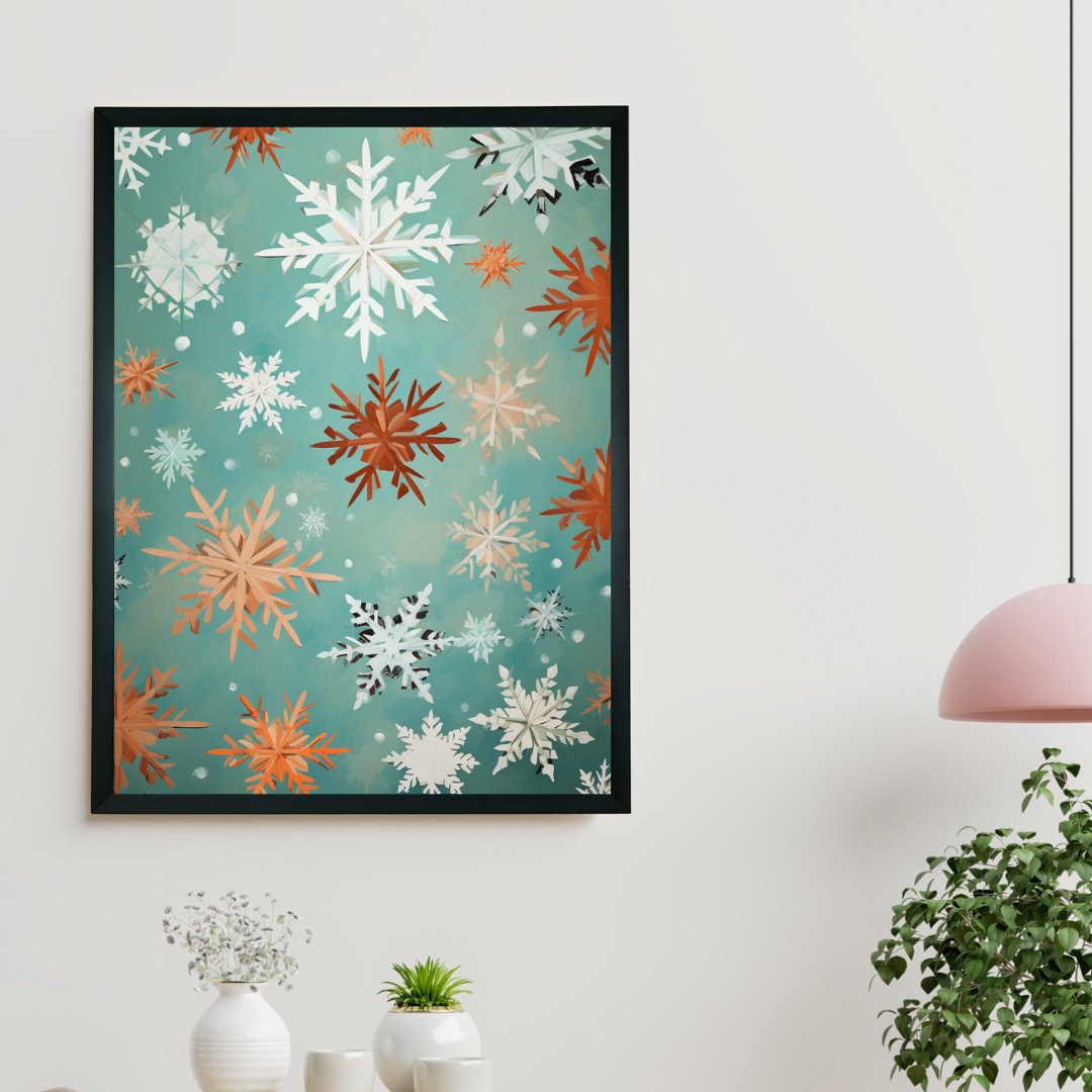 Sowpeace's Silent Snowfall: Premium Abstract Wall Prints – Handcrafted Indian-Inspired Art for Peaceful and Elegant Winter Decor