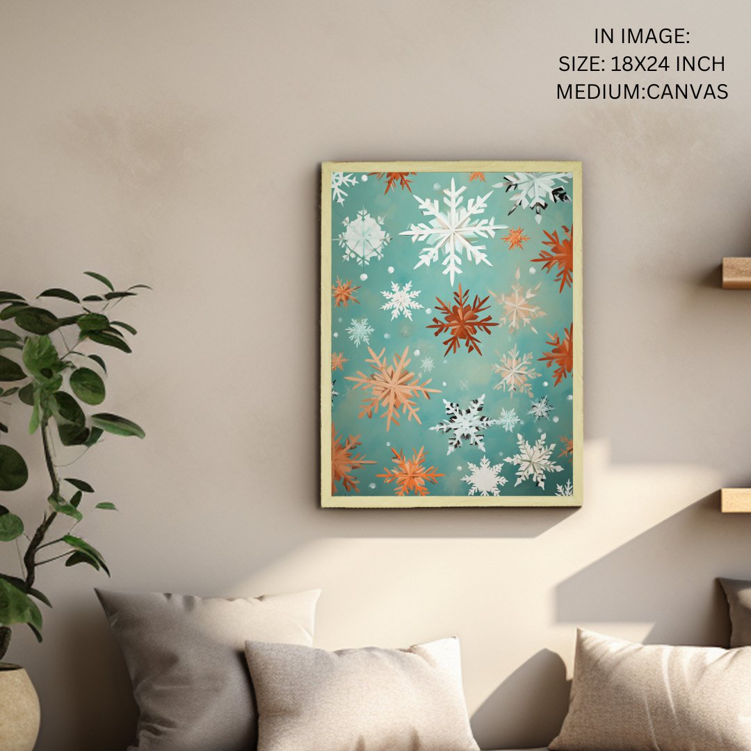 Sowpeace's Silent Snowfall: Premium Abstract Wall Prints – Handcrafted Indian-Inspired Art for Peaceful and Elegant Winter Decor