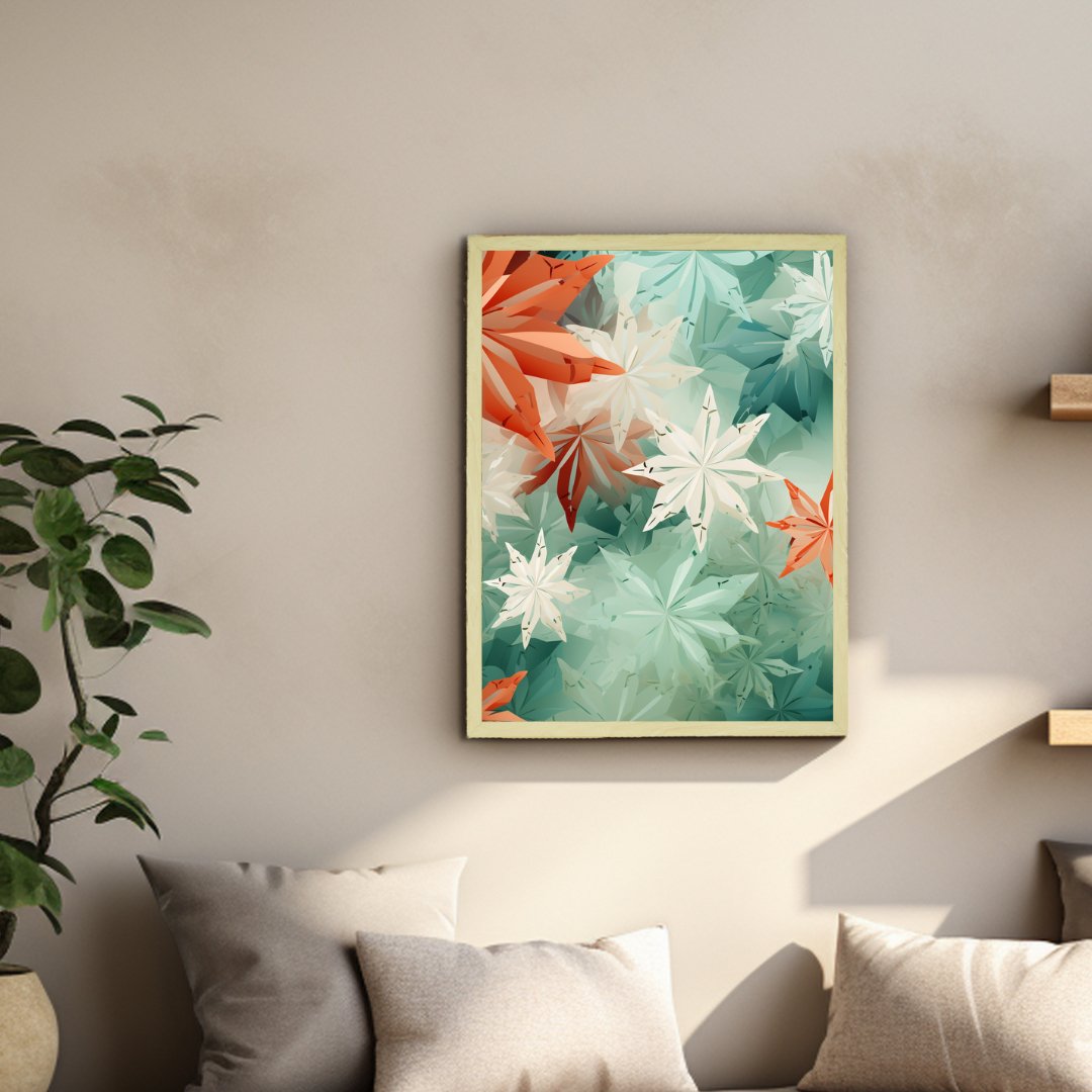 Frozen Fractals: Sowpeace's Premium Dense Winter Canvas Art – Handcrafted Indian-Inspired Prints for Elegant Winter Home Decoration