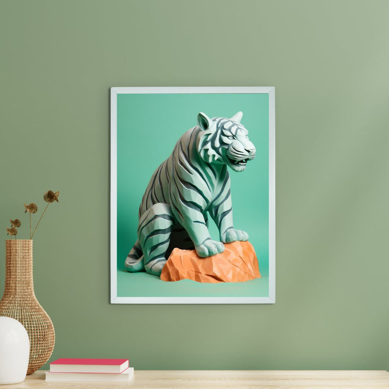 Frozen Form: Premium Abstract Tiger Canvas Wall Prints by Sowpeace – Handcrafted Indian-Inspired Art for Unique Winter Decor – view 1