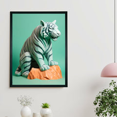 Frozen Form: Premium Abstract Tiger Canvas Wall Prints by Sowpeace – Handcrafted Indian-Inspired Art for Unique Winter Decor - Additional View