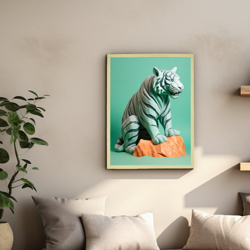 Frozen Form: Premium Abstract Tiger Canvas Wall Prints by Sowpeace – Handcrafted Indian-Inspired Art for Unique Winter Decor – view 4