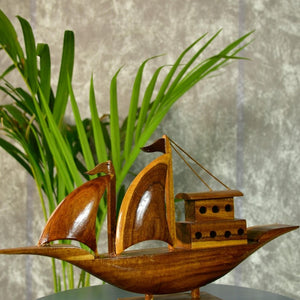 Wooden House Boat: Artisan - Crafted Tabletop Elegance - Sowpeace - Wooden House Boat: Artisan - Crafted Tabletop Elegance - Wood - WDHB - WDN - TT - Sowpeace