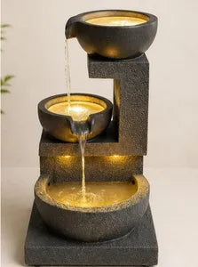 Zigzag Bowl Step Fountain Indoor Water Fountain – 3.5 ft -Indoor Water Fountain-Sowpeace-Indoor Water Fountain-SOWPEACE