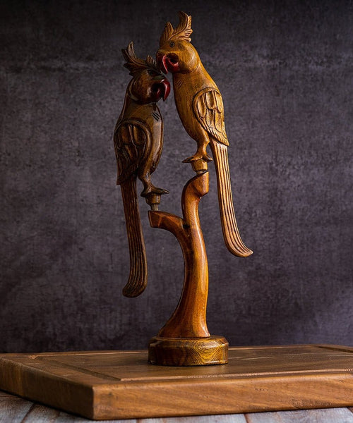 Sowpeace Wooden Parrot Set: Artisan Tabletop Decor