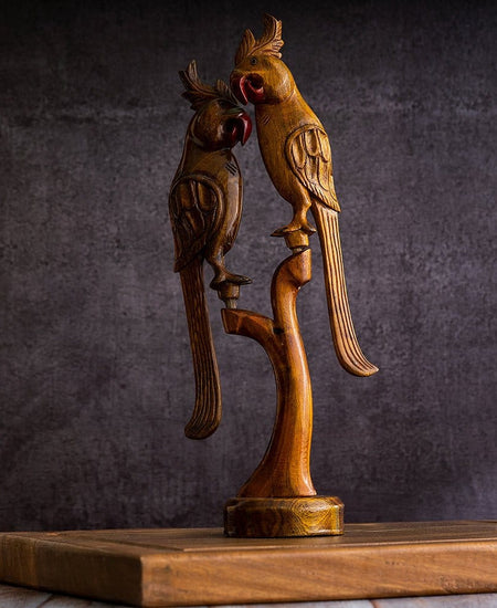 Sowpeace Wooden Parrot Set: Artisan Tabletop Decor