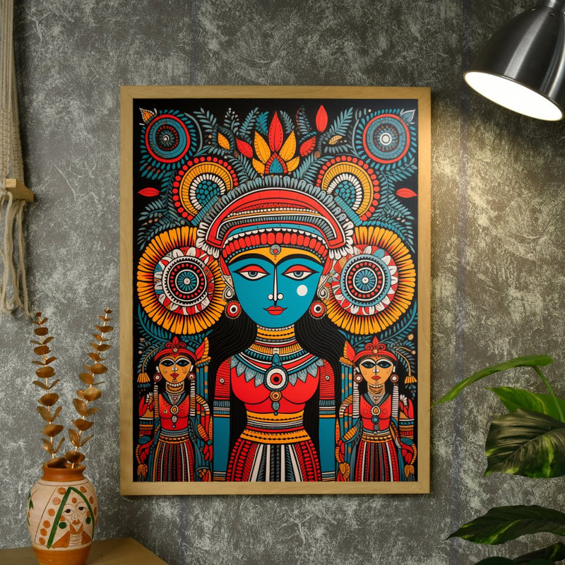 Abstract Crowned Women: Sowpeace Handcrafted Prints – Premium Indian-Inspired Canvas Art for Modern Home Decoration – view 3