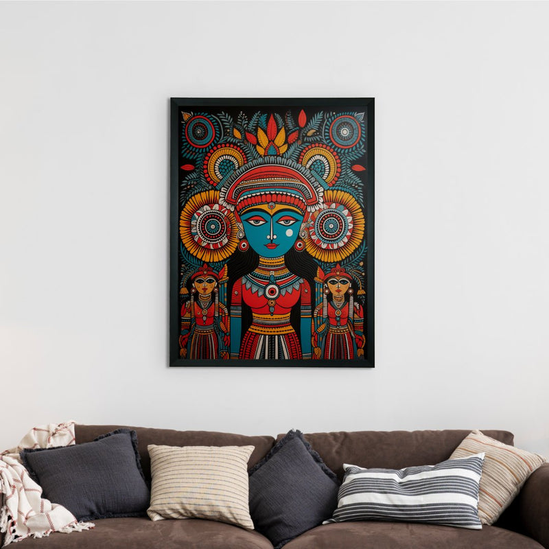 Abstract Crowned Women: Sowpeace Handcrafted Prints – Premium Indian-Inspired Canvas Art for Modern Home Decoration – view 2