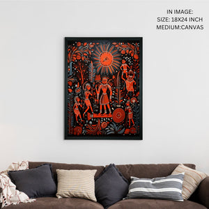 Artisan Canvas Wall Decor: Abstract Orange Family Elegance Masterpiece -Wall painting-Chitran by sowpeace-Artisan Canvas Wall Decor: Abstract Orange Family Elegance Masterpiece-CH-WRT-MOFA-Sowpeace