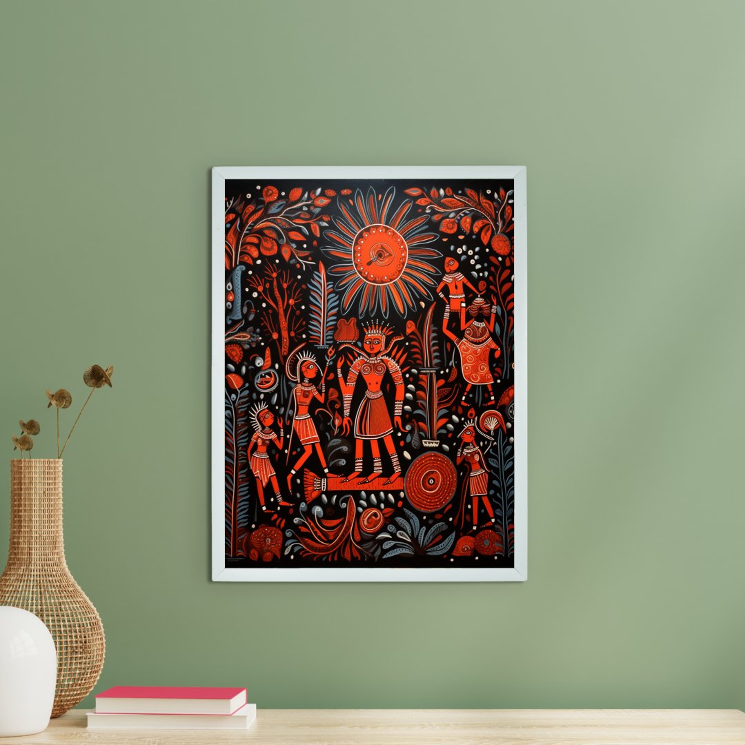Artisan Canvas Wall Decor: Abstract Orange Family Elegance Masterpiece -Wall painting-Chitran by sowpeace-Artisan Canvas Wall Decor: Abstract Orange Family Elegance Masterpiece-CH-WRT-MOFA-Sowpeace