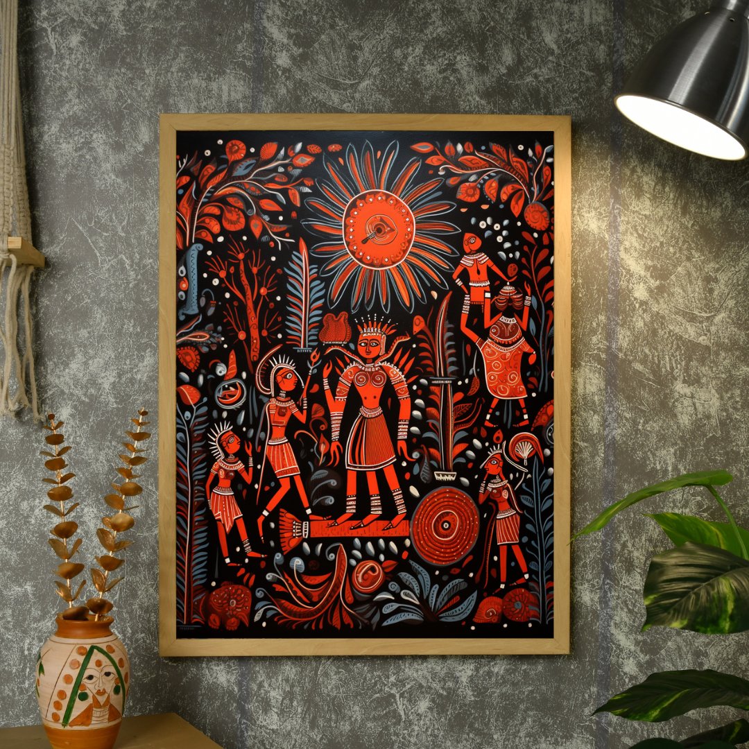 Artisan Canvas Wall Decor: Abstract Orange Family Elegance Masterpiece -Wall painting-Chitran by sowpeace-Artisan Canvas Wall Decor: Abstract Orange Family Elegance Masterpiece-CH-WRT-MOFA-Sowpeace
