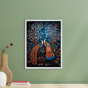 Artisan Canvas Wall Decor: Two Peacock Blue Masterpiece Collection -Wall painting-Chitran by sowpeace-Artisan Canvas Wall Decor: Two Peacock Blue Masterpiece Collection-CH-WRT-MTPB-Sowpeace
