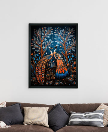 Unveil Majesty: Sowpeace Handcrafted Peacock Wall Art – Premium Indian-Inspired Canvas Print for Modern Home Decoration — alternate view
