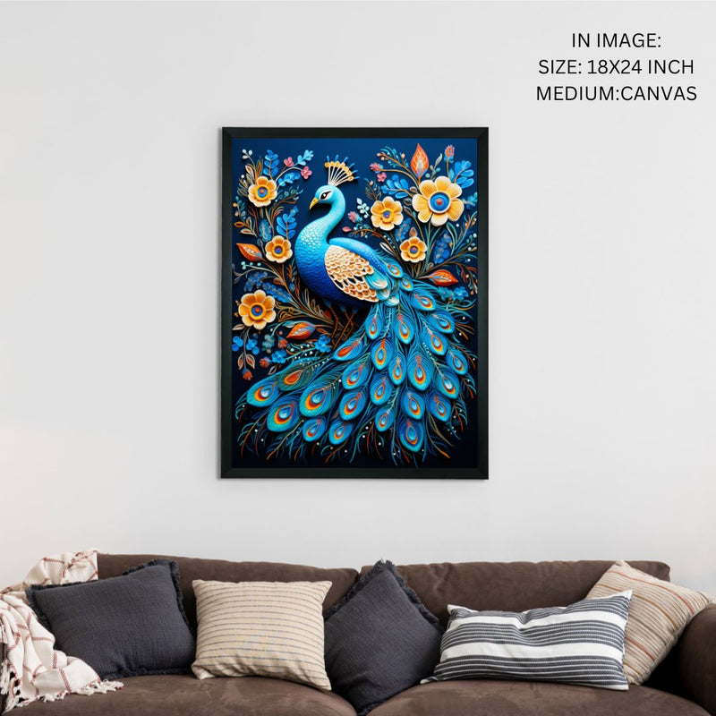 Sowpeace Serenity: Handcrafted Peacock Blooms Tranquility – Premium Canvas Art for Elegant and Peaceful Home Decor – view 5