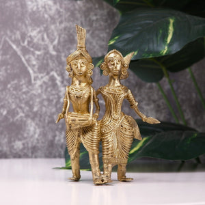 Artisanal Brass Dhokra Sculpture: Tribal Couple with Dhol -Dhokra-Sowpeace-Artisanal Brass Dhokra Sculpture: Tribal Couple with Dhol -Dhokra-Sowpeace-Artisanal Brass Dhokra Sculpture: Tribal Couple with Dhol-Dok-LTCDH-BR-TT-Sowpeace-Dok-LTCDH-BR-TT-Sowpeace