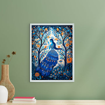 Blue Womcock Tree Aura: Artisan Canvas Wall Decor -Wall painting-Chitran by sowpeace-Blue Womcock Tree Aura: Artisan Canvas Wall Decor-CH-WRT-MWPB-Sowpeace