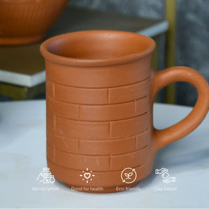 Brick Stripes Imprinted Terracotta Mugs -Utensils-Sowpeace-Brick Stripes Imprinted Terracotta Mugs-Terr-Uten-Terr-CMGHBC2-Sowpeace