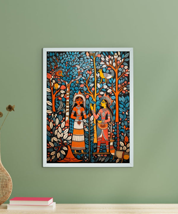 Sowpeace: Women & Trees Handcrafted Art – Premium Indian-Inspired Canvas Print for Elegant Home Decoration — main view