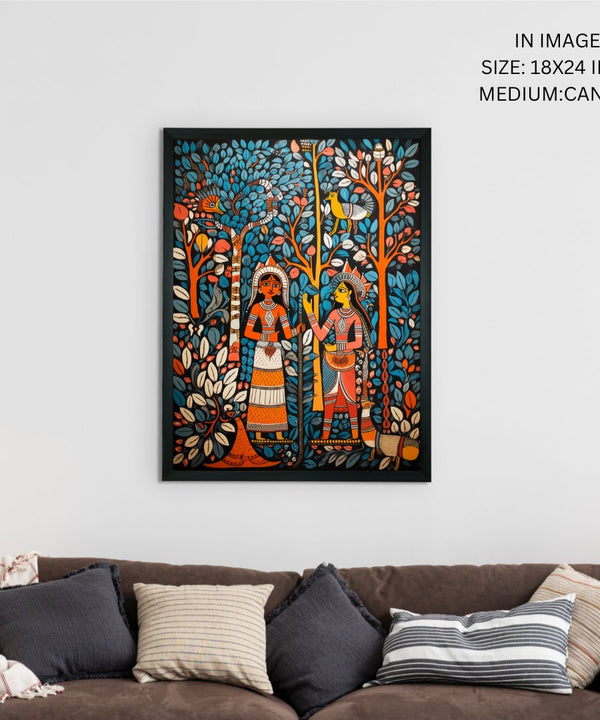Sowpeace: Women & Trees Handcrafted Art – Premium Indian-Inspired Canvas Print for Elegant Home Decoration — image 5