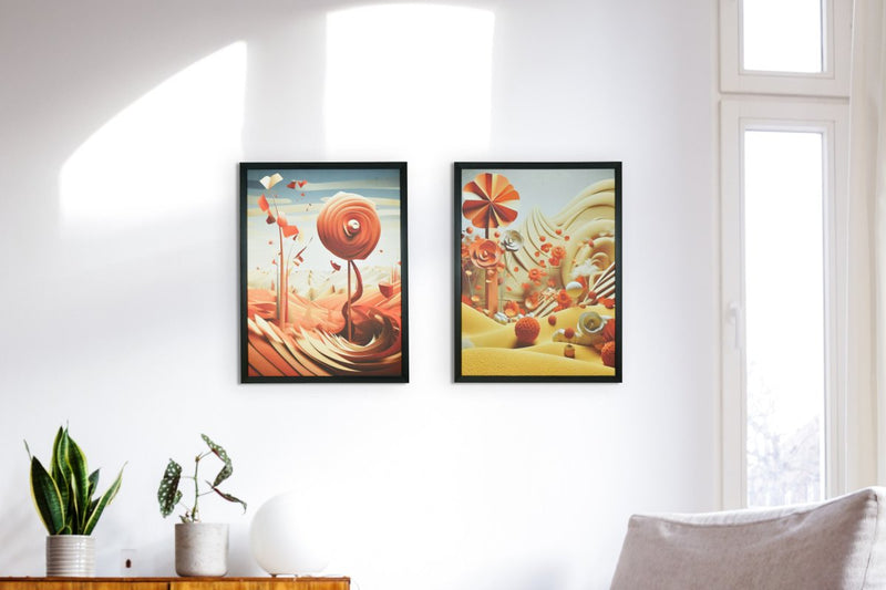 Sowpeace's Handcrafted 3D Autumn Abstract Wall Art – Premium Set of 2, Indian-Inspired Canvas Home Decor – view 1