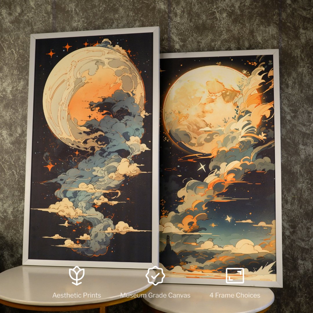 Moonlight Tall: Artisan Canvas Wall Decor for Home Ambiance