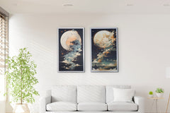 Moonlight Tall: Artisan Canvas Wall Decor for Home Ambiance