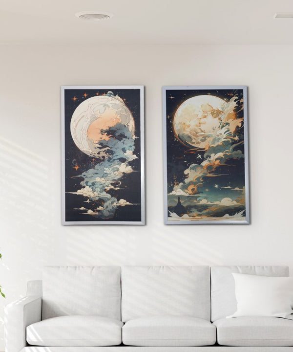 Moonlight Tall: Artisan Canvas Wall Decor for Home Ambiance — main view