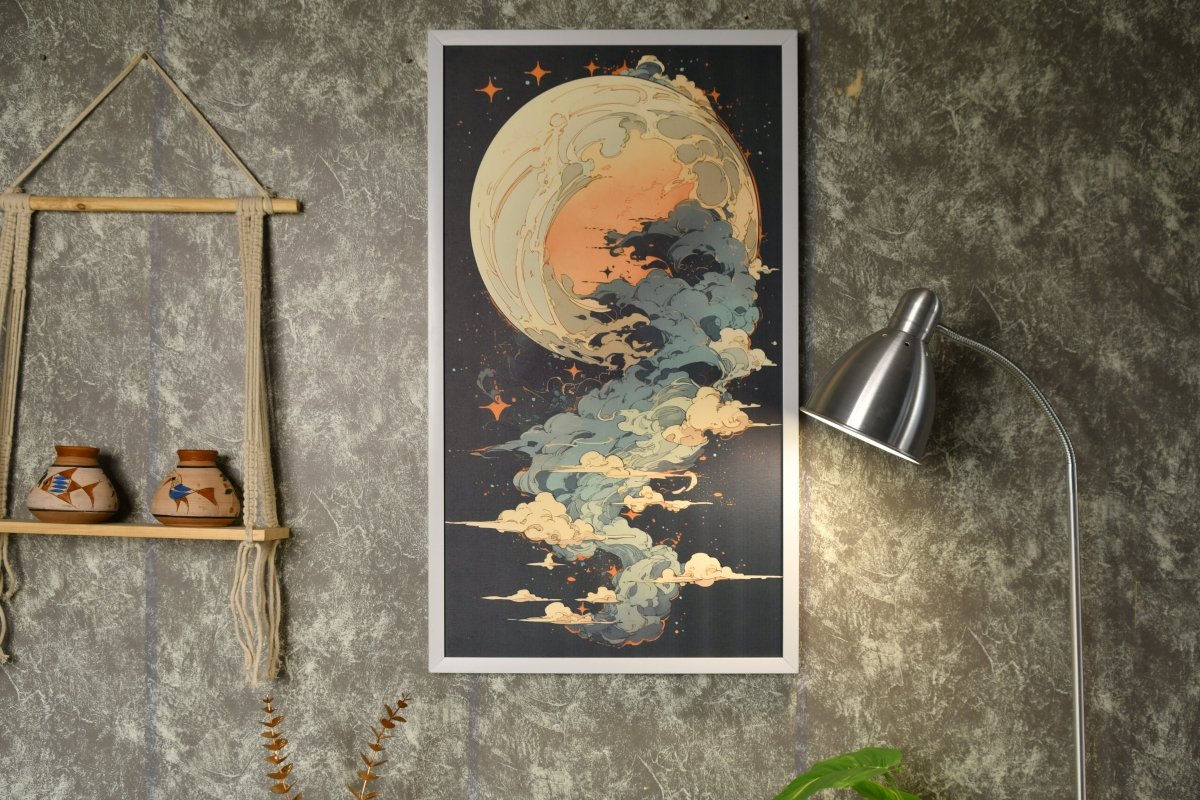 Moonlight Tall: Artisan Canvas Wall Decor for Home Ambiance