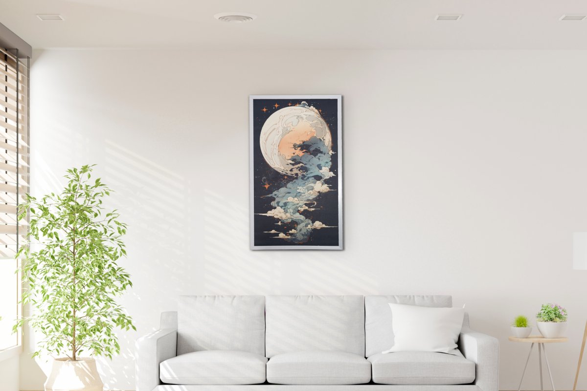 Moonlight Tall: Artisan Canvas Wall Decor for Home Ambiance