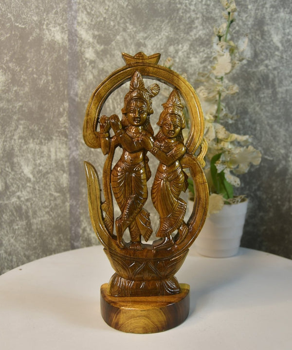 Wooden Radhe Krishna: Artisan Tabletop Decor — image 7