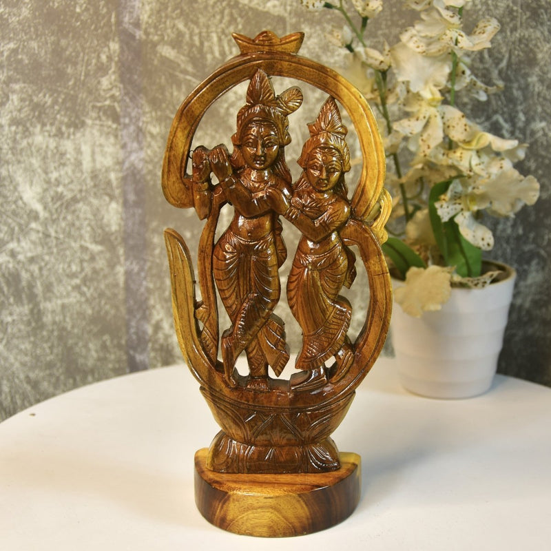 Wooden Radhe Krishna: Artisan Tabletop Decor – view 6