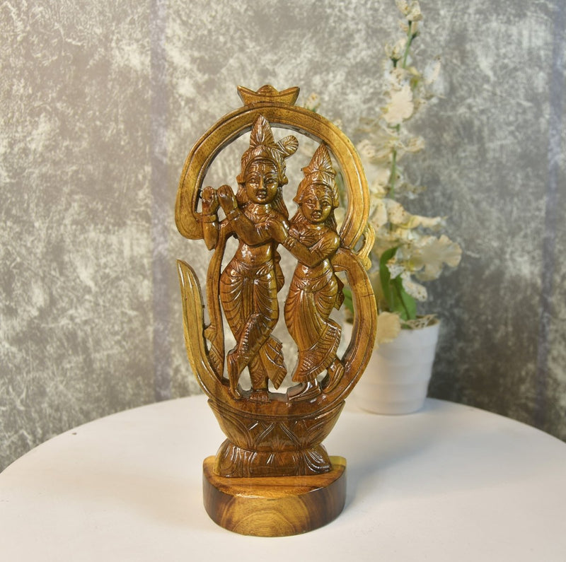 Wooden Radhe Krishna: Artisan Tabletop Decor – view 2
