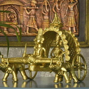 Dhokra art Brass Decor Cow Cart --Sowpeace-Dhokra art Brass Decor Cow Cart-Dok-DCCS-BR-TT-Sowpeace