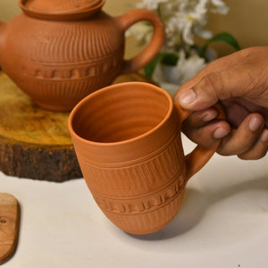 Etched Print Narrow Base Unglazed Terracotta Mug -Utensils-Sowpeace-Etched Print Narrow Base Unglazed Terracotta Mug-Terr-Uten-Terr-CMUG-Sowpeace