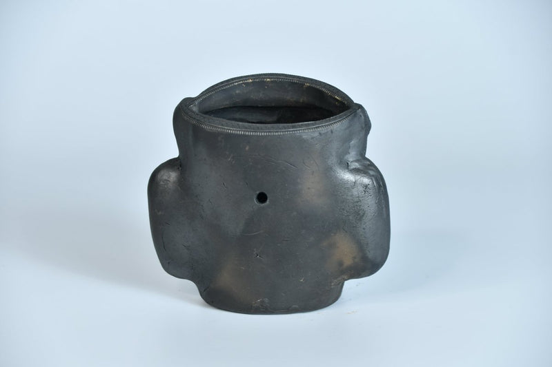Unique Black Terracotta Asur Mask with Vase - Artisan Home Décor – view 5