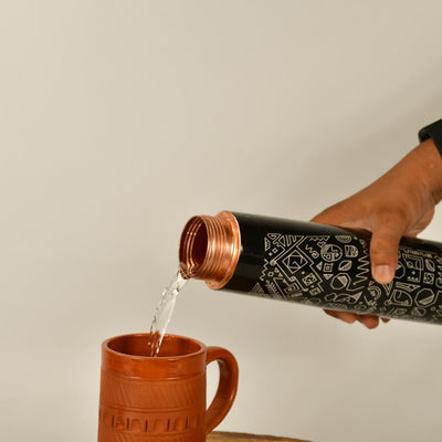 Sowpeace Copper Tribal Art Bottle: Stylish Kitchenware Decor