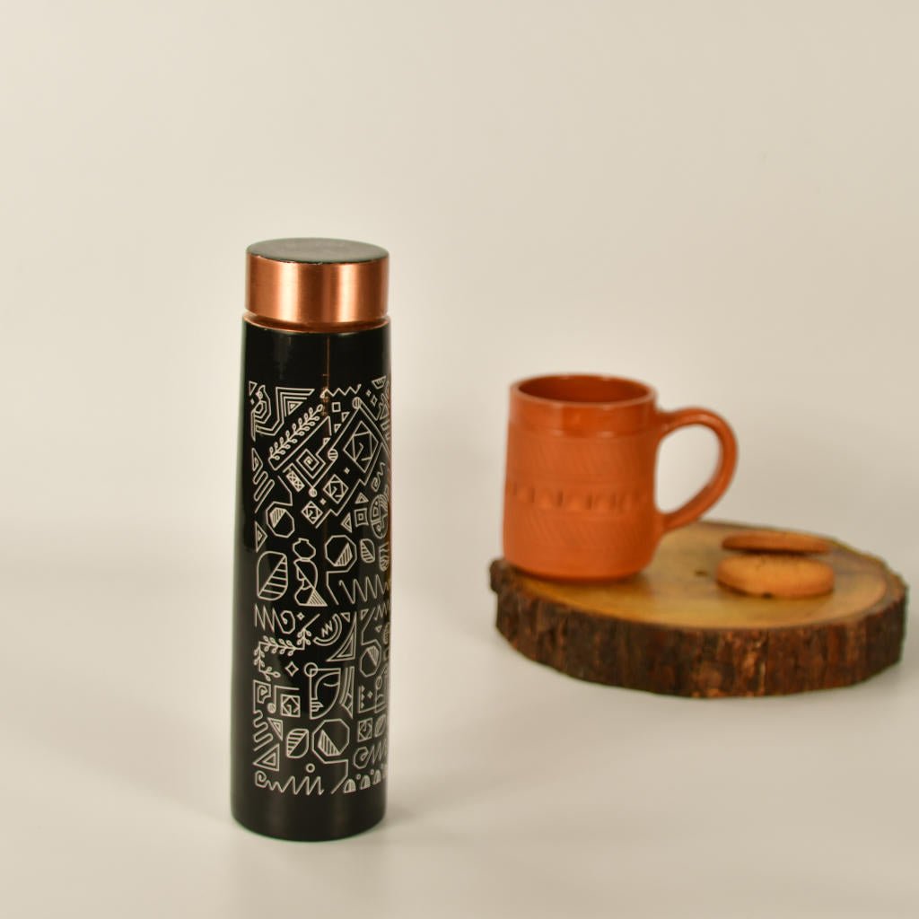 Sowpeace Copper Tribal Art Bottle: Stylish Kitchenware Decor