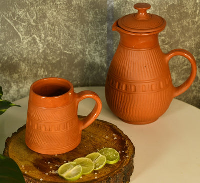 Terracotta Water Jug: Artisan Elegance for Home and Kitchen