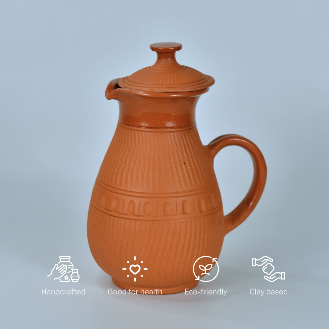 Terracotta Water Jug: Artisan Elegance for Home and Kitchen