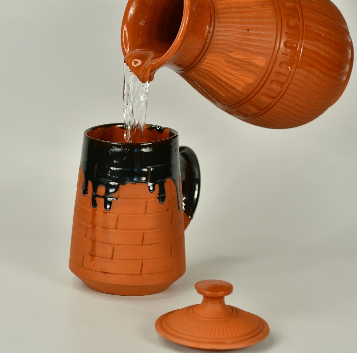 Terracotta Water Jug: Artisan Elegance for Home and Kitchen