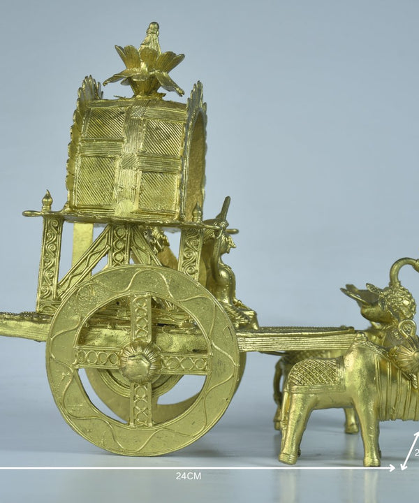 Large Dhokra Craft - Cow Cart Brass Decor — image 8