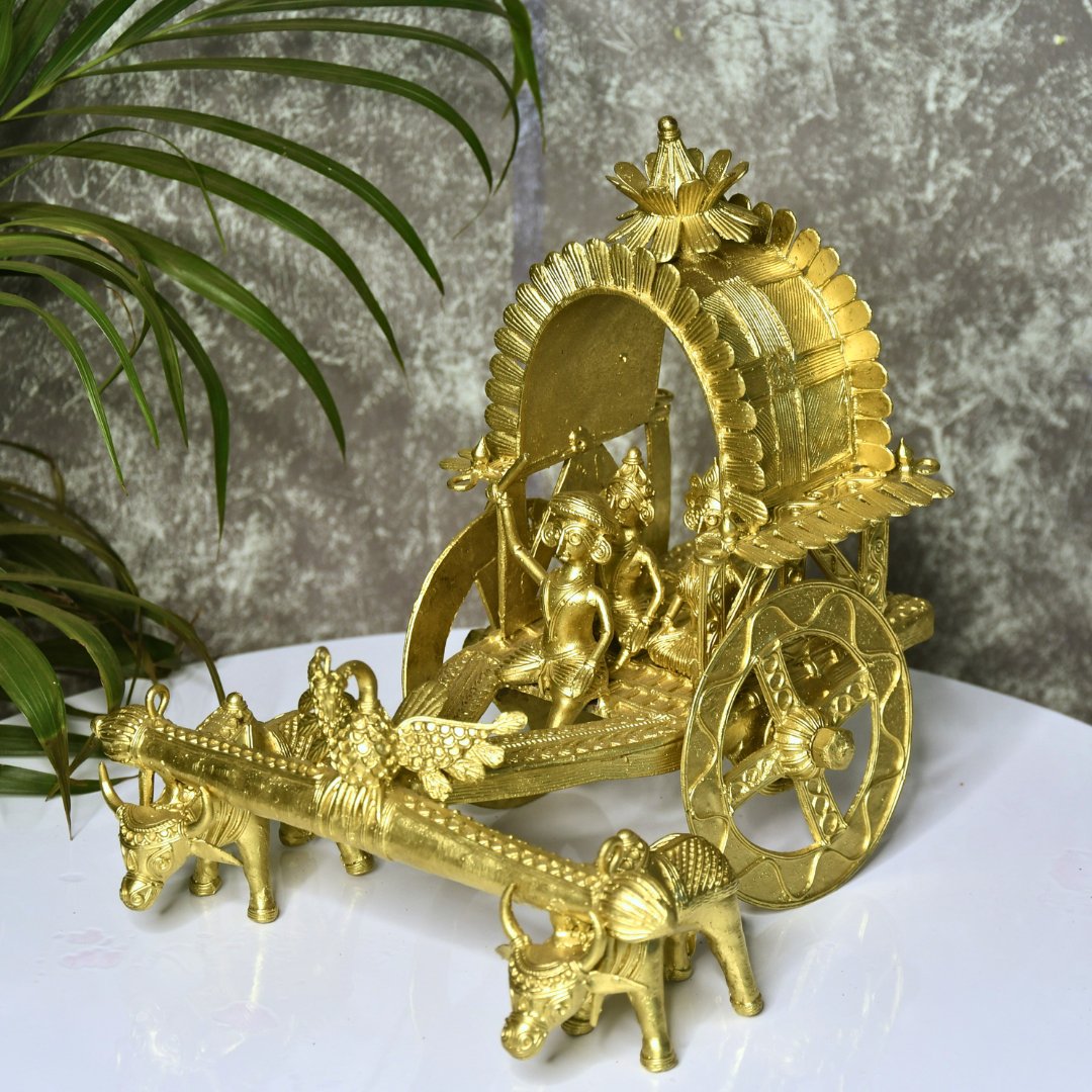 Large Dhokra Craft - Cow Cart Brass Decor --Sowpeace-Large Dhokra Craft - Cow Cart Brass Decor-Dok-DCCL-BR-TT-Sowpeace