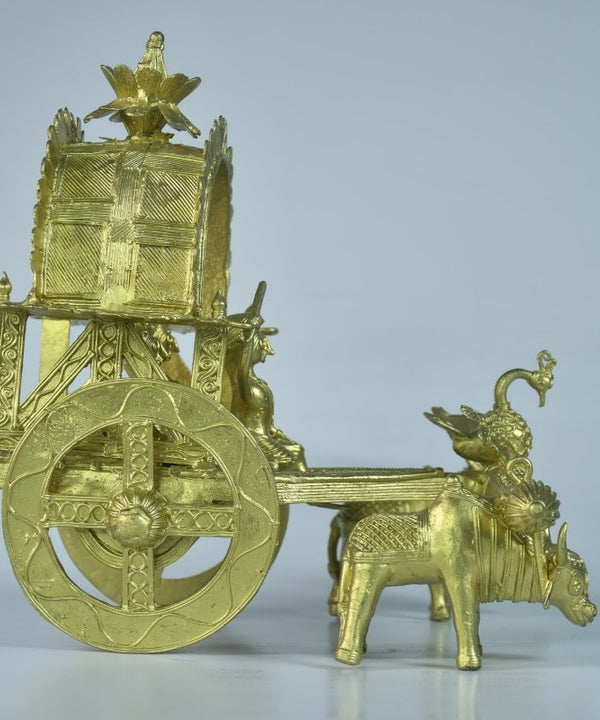 Large Dhokra Craft - Cow Cart Brass Decor — image 6