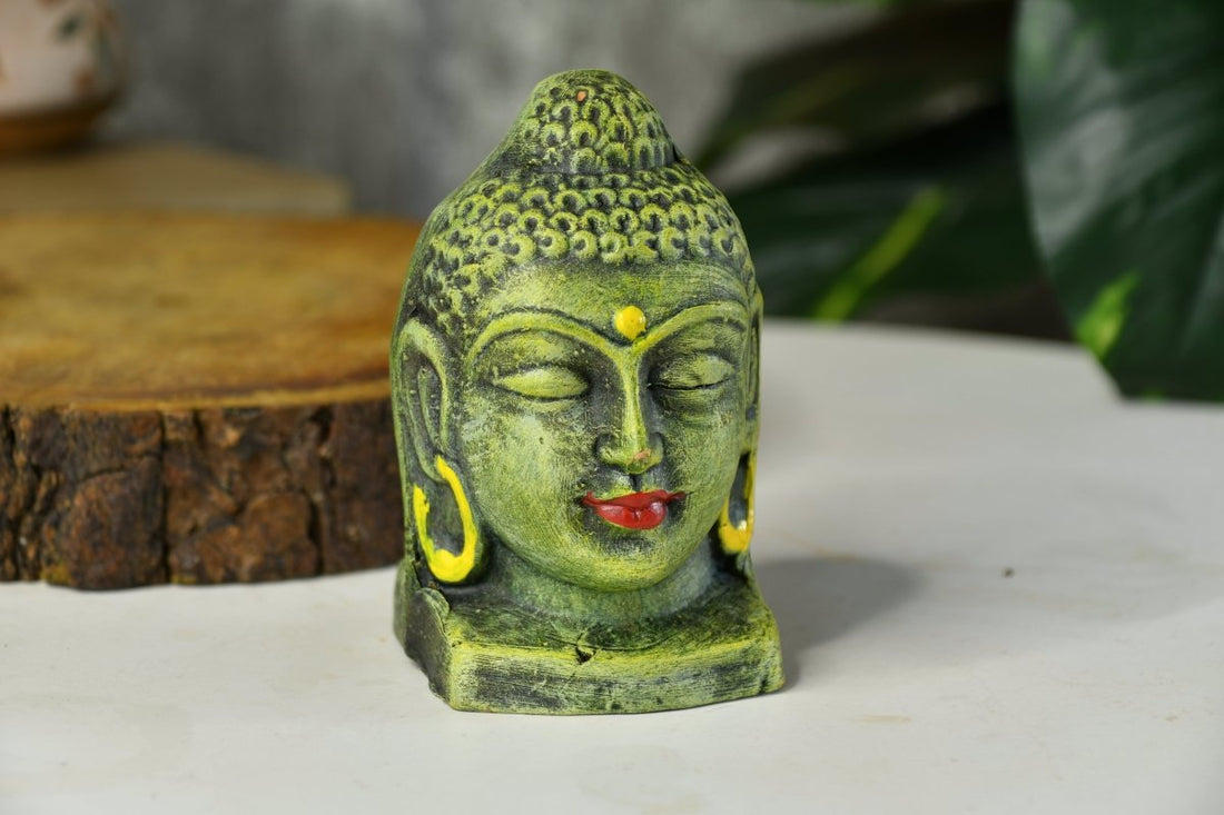 Meditating Buddha Head Terracotta Sculpture -terracotta tabletop-Sowpeace-Meditating Buddha Head Terracotta Sculpture-Terr-Terr-TT-TBHG-Sowpeace