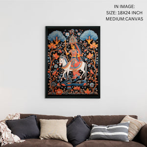 Mythical Women on Horse: Artisan Canvas Wall Decor -Wall painting-Chitran by sowpeace-Mythical Women on Horse: Artisan Canvas Wall Decor-CH-WRT-MWHM-Sowpeace